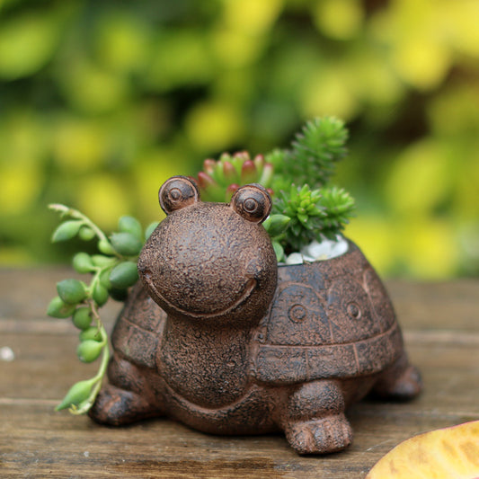 Slow Down Turtle Succulent Planter - Whimsical Resin Tortoise Pot for Mindful Home & Office Decor