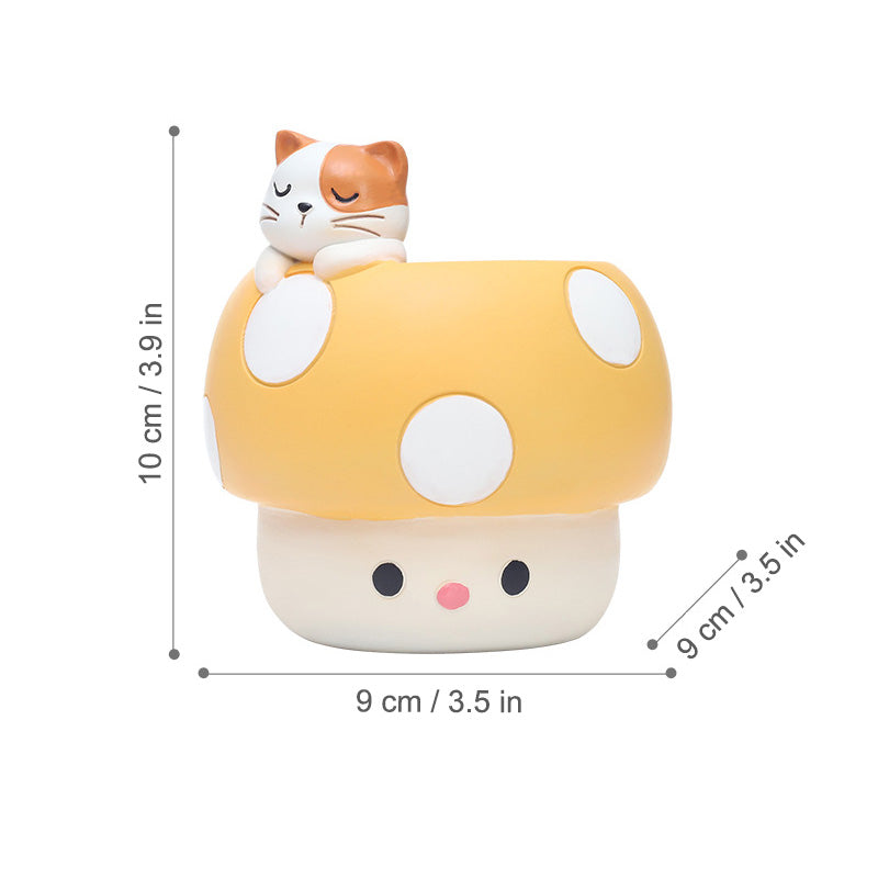 Little Forest Den Mushroom House Planter - Whimsical Resin Pet Pot for Succulents & Cacti, Adorable Desk Decor