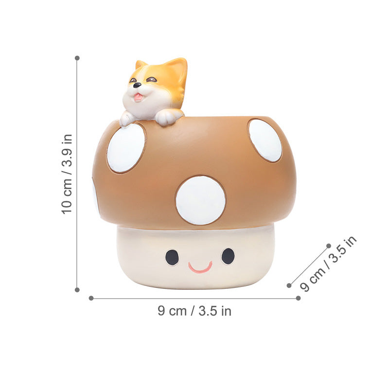 Little Forest Den Mushroom House Planter - Whimsical Resin Pet Pot for Succulents & Cacti, Adorable Desk Decor