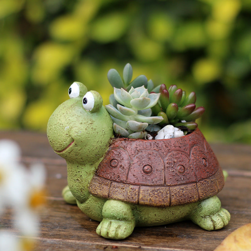 Slow Down Turtle Succulent Planter - Whimsical Resin Tortoise Pot for Mindful Home & Office Decor