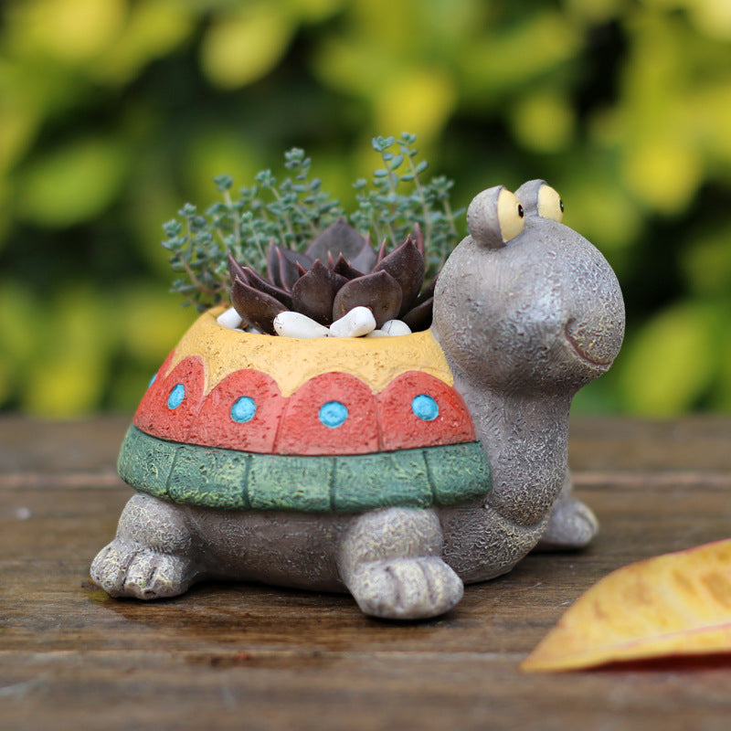Slow Down Turtle Succulent Planter - Whimsical Resin Tortoise Pot for Mindful Home & Office Decor