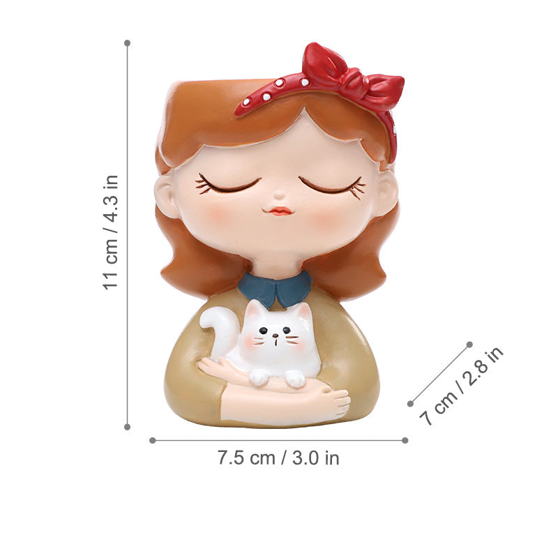 Magical Girls Succulent Planters - Adorable Resin Girl Flower Pot, Whimsical Desk Decor for Plant Lovers