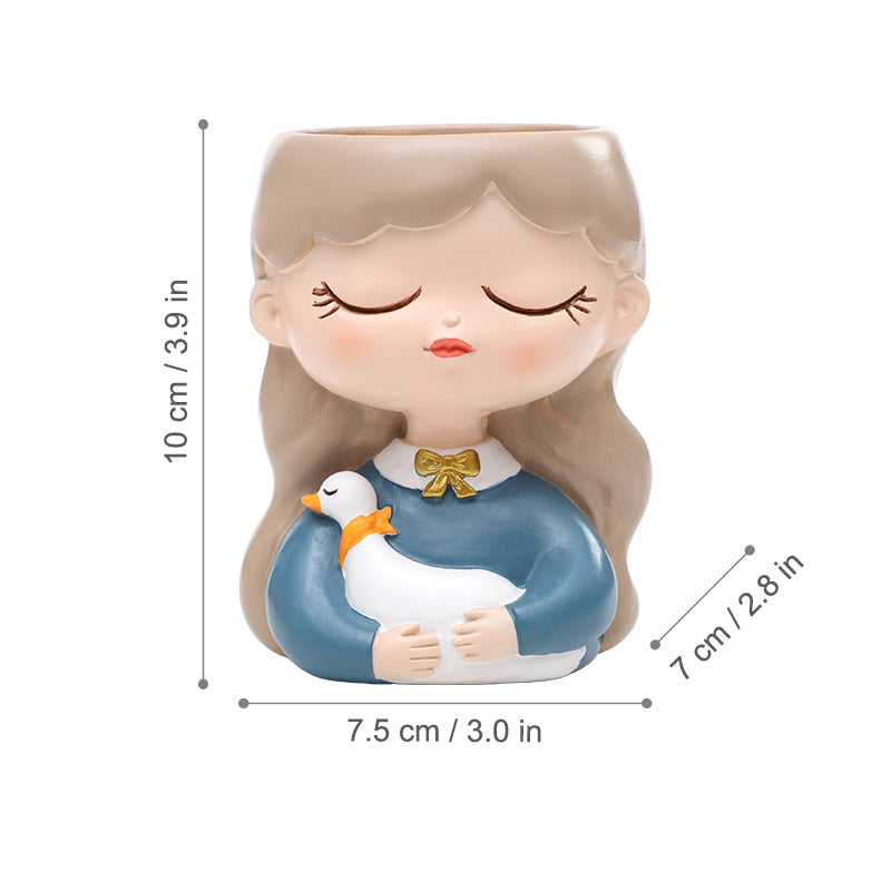 Magical Girls Succulent Planters - Adorable Resin Girl Flower Pot, Whimsical Desk Decor for Plant Lovers