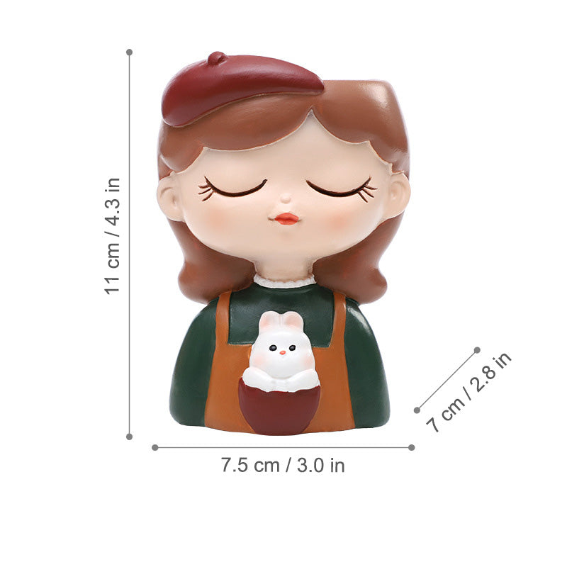 Magical Girls Succulent Planters - Adorable Resin Girl Flower Pot, Whimsical Desk Decor for Plant Lovers