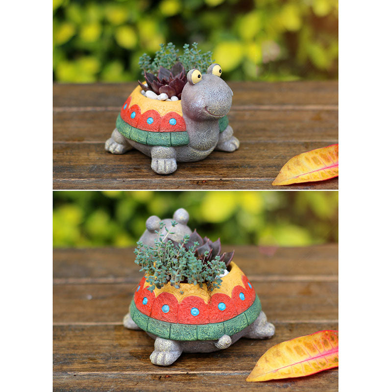 Slow Down Turtle Succulent Planter - Whimsical Resin Tortoise Pot for Mindful Home & Office Decor