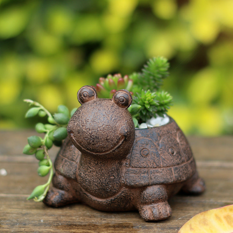 Slow Down Turtle Succulent Planter - Whimsical Resin Tortoise Pot for Mindful Home & Office Decor