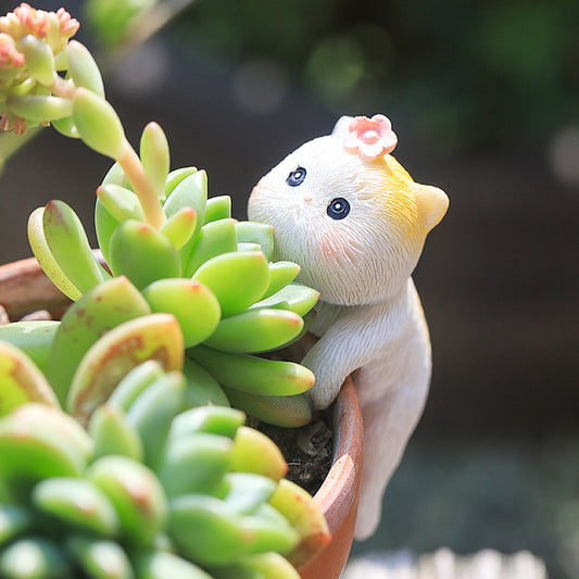 Cat Planter Charm for Succulent Pots -Adorable Pose Charms (Fishing, Climbing, Staring, Watching)