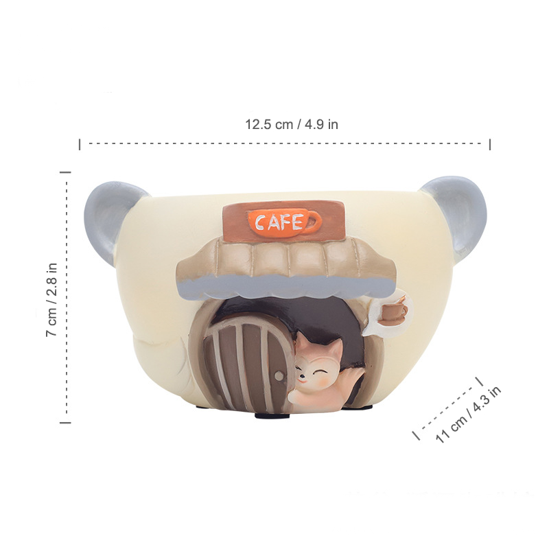 Little Pet Shop Succulent Planter - Whimsical Resin Animal Cafe & Bistro Flower Pot