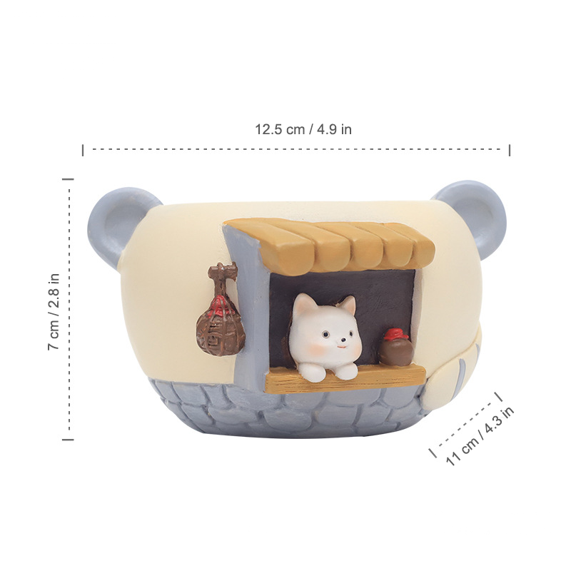 Little Pet Shop Succulent Planter - Whimsical Resin Animal Cafe & Bistro Flower Pot