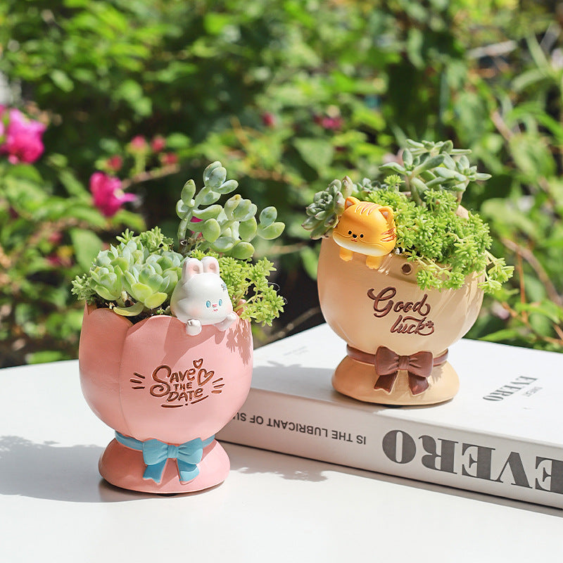 Joy With You Resin Succulent Pot for Desk