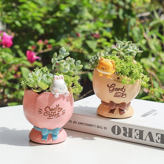 Joy With You Resin Succulent Pot for Desk