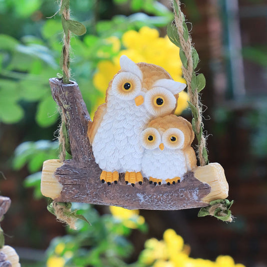 Love on a Swing Animal Figurines - Heartwarming Resin Hanging Decor, Perfect Gift for Garden & Nature Lovers