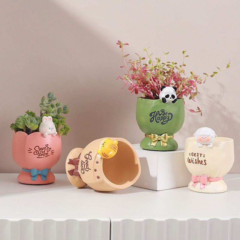 Joy With You Resin Succulent Pot for Desk