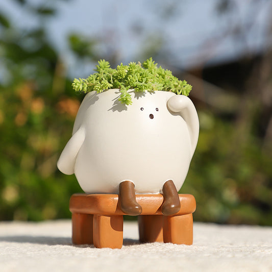 Slow Life Succulent Planter - Whimsical Resin Flower Pot for Mindful Home Decor