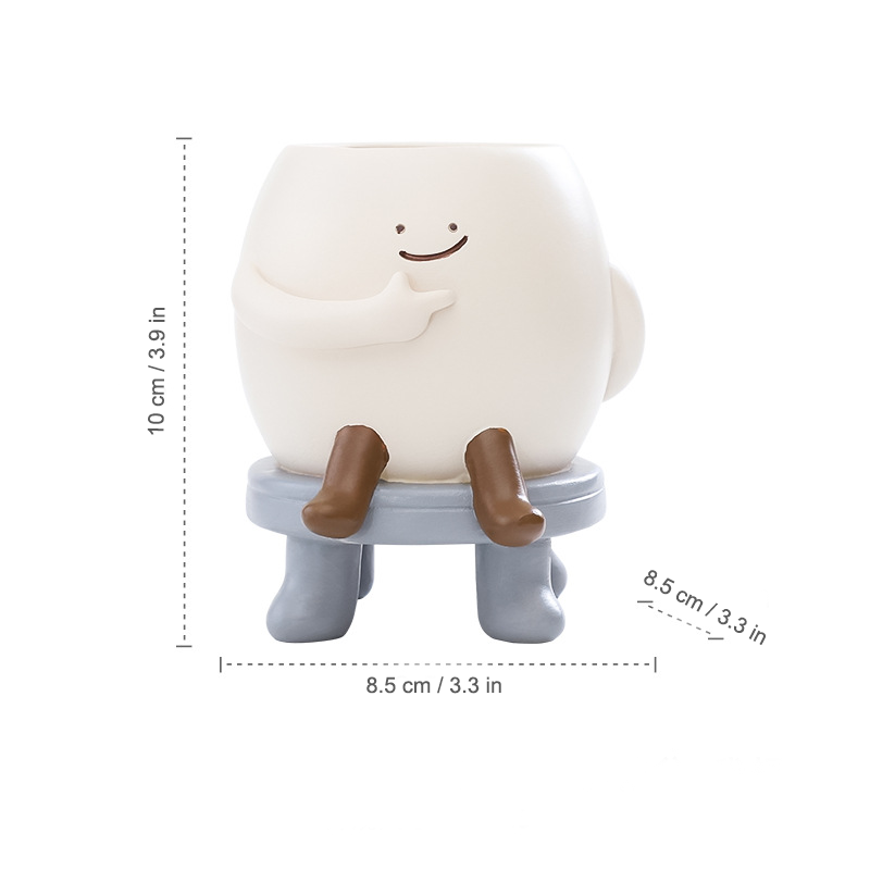 Slow Life Succulent Planter - Whimsical Resin Flower Pot for Mindful Home Decor