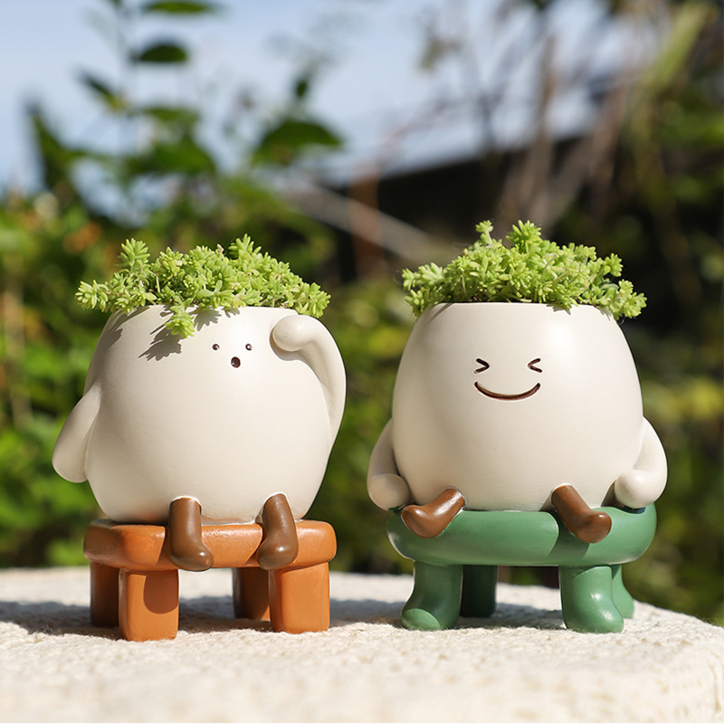 Slow Life Succulent Planter - Whimsical Resin Flower Pot for Mindful Home Decor