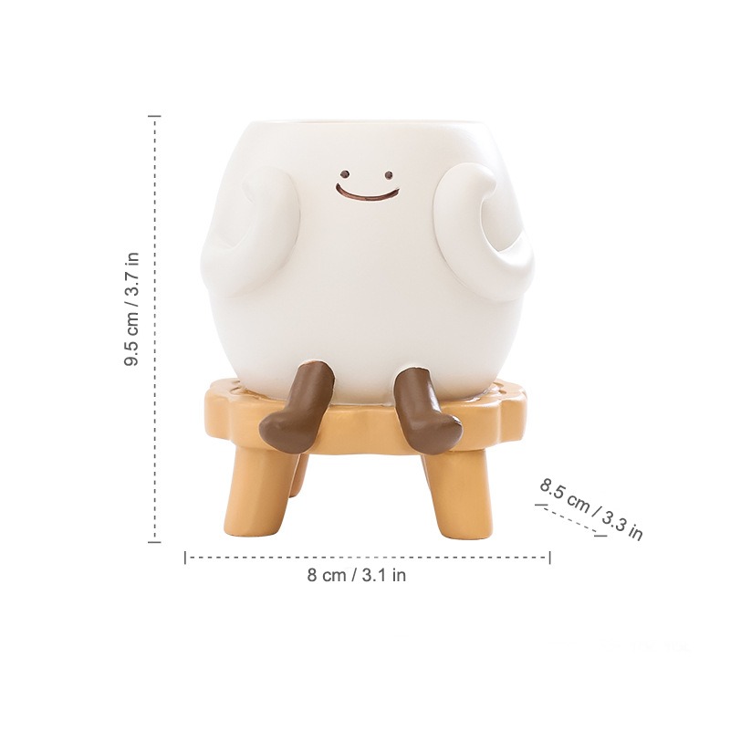 Slow Life Succulent Planter - Whimsical Resin Flower Pot for Mindful Home Decor