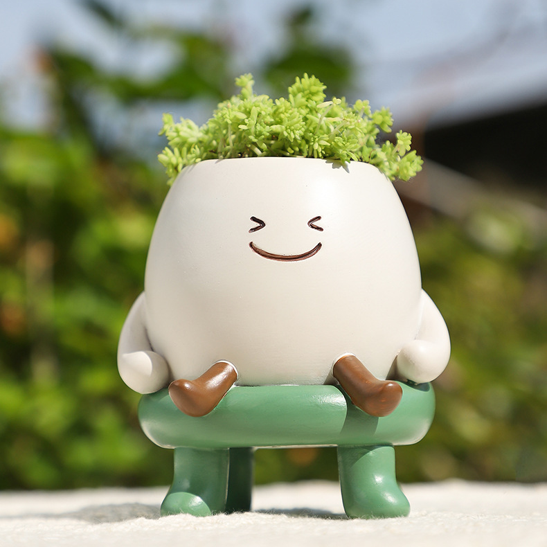 Slow Life Succulent Planter - Whimsical Resin Flower Pot for Mindful Home Decor