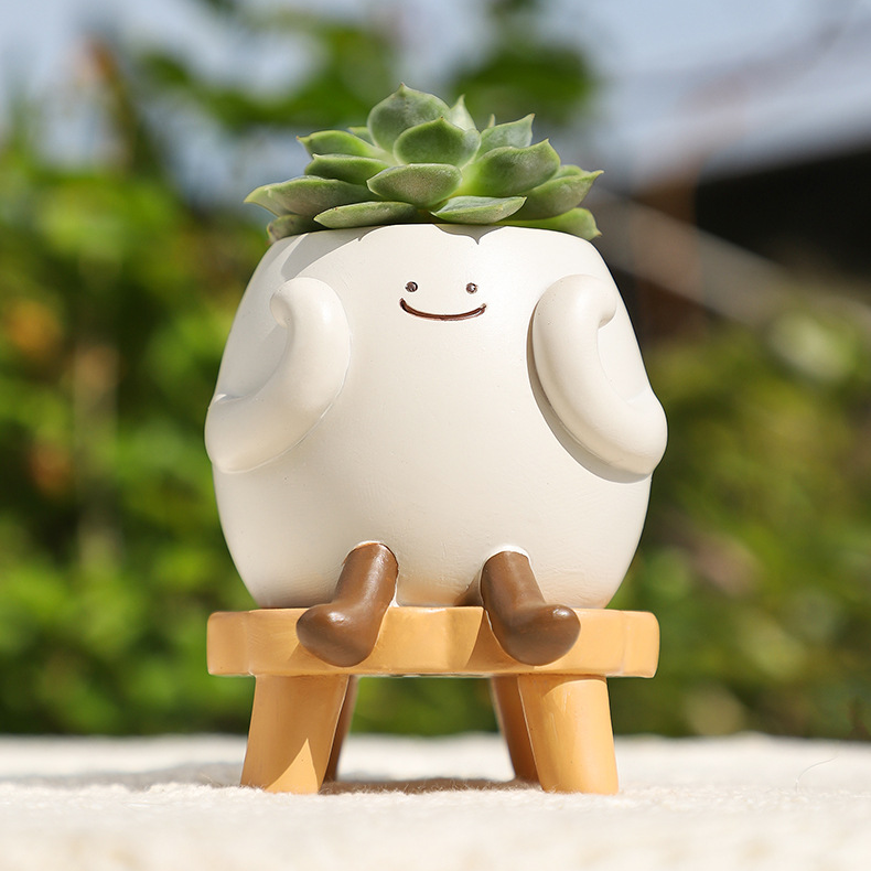 Slow Life Succulent Planter - Whimsical Resin Flower Pot for Mindful Home Decor