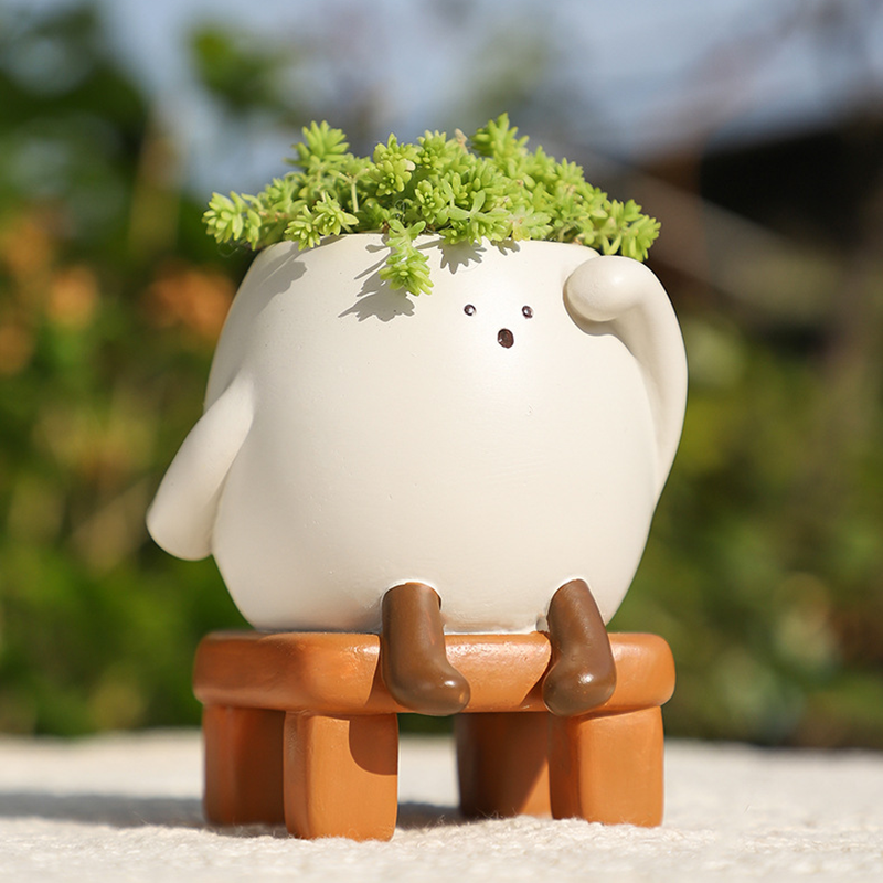 Slow Life Succulent Planter - Whimsical Resin Flower Pot for Mindful Home Decor