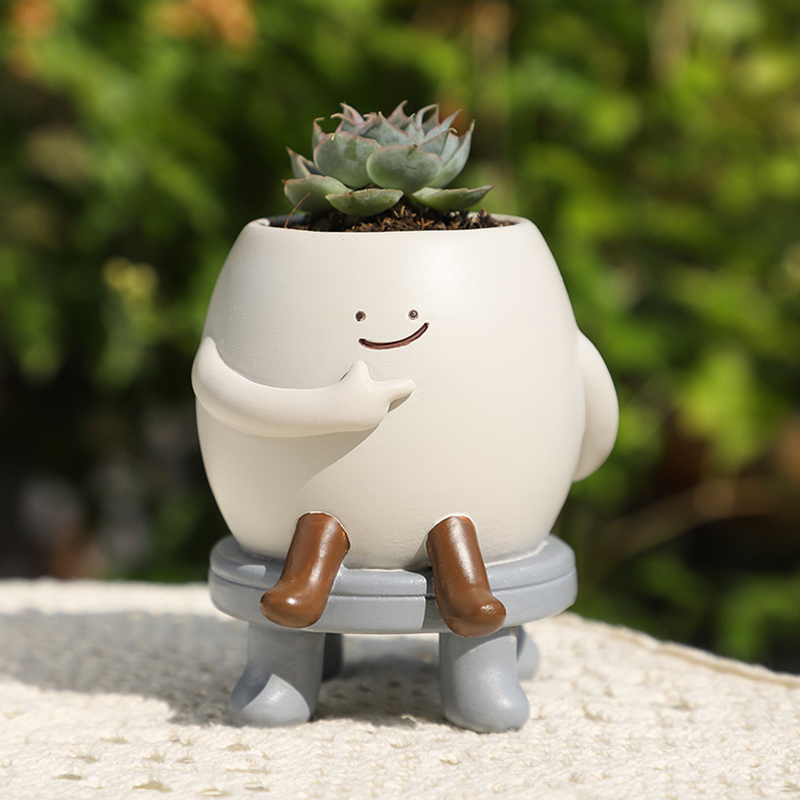 Slow Life Succulent Planter - Whimsical Resin Flower Pot for Mindful Home Decor