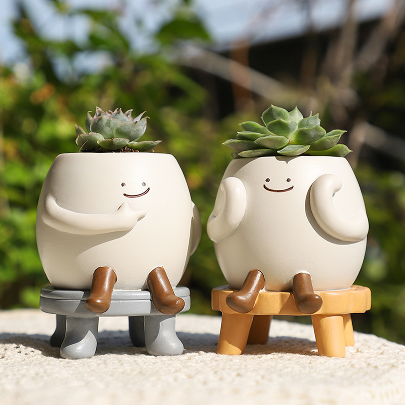 Slow Life Succulent Planter - Whimsical Resin Flower Pot for Mindful Home Decor