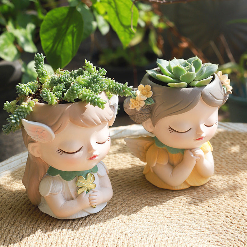 Whimsical Forest Elf Succulent Pot - for Office Desk or Home Garden